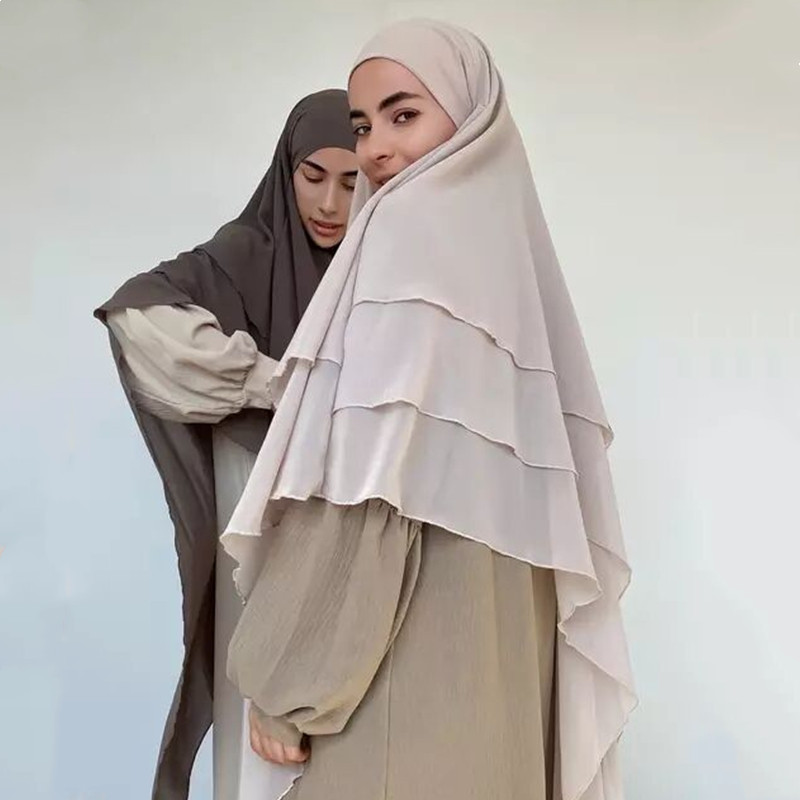 3 katmanlı Khimar Abaya
